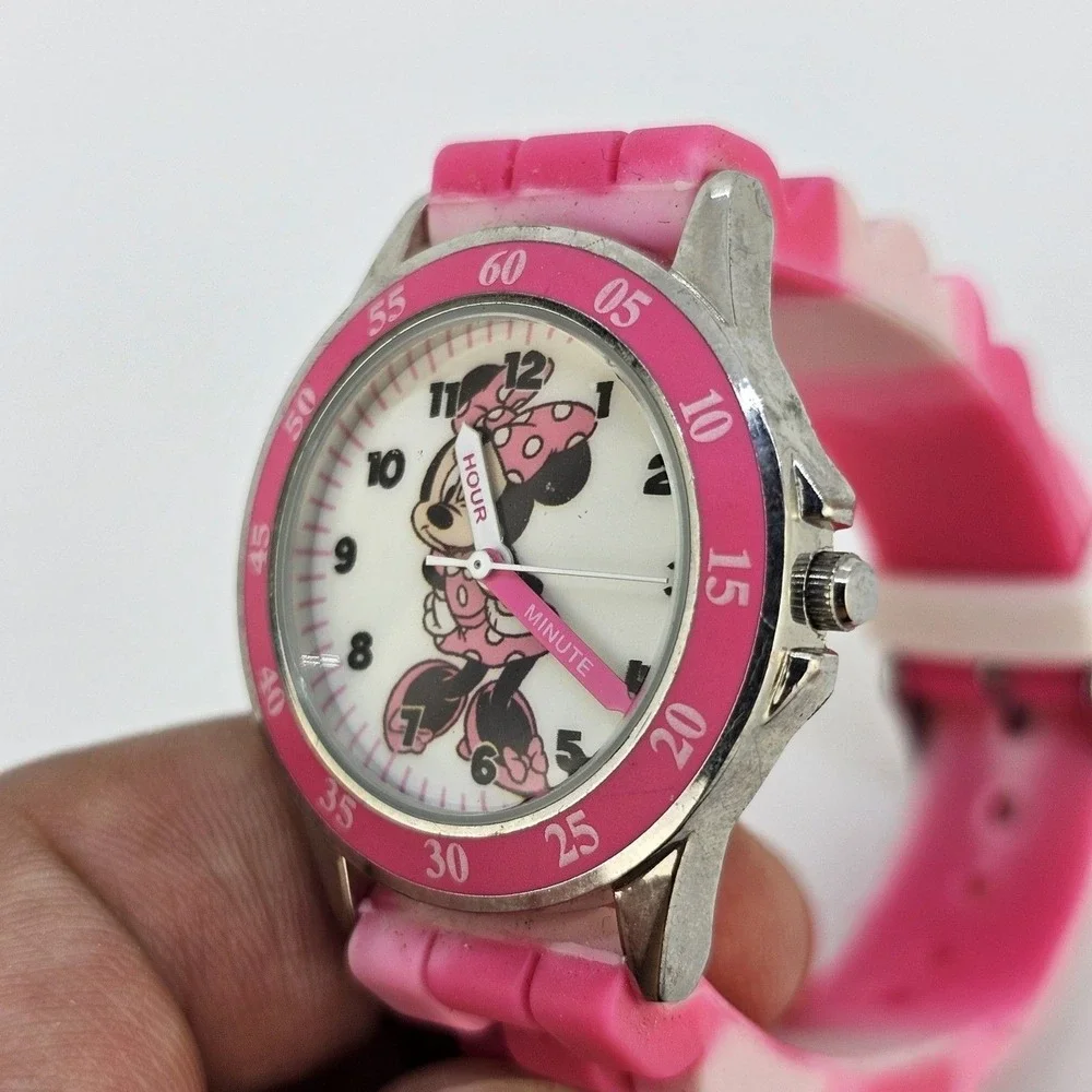 Disney Minnie Mouse Women Watch 32MM‎ Pink Plastic Bands New Battery